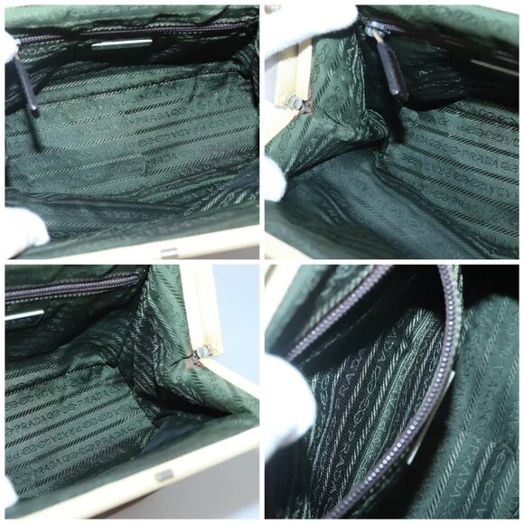 PRADA Shoulder Bag Canvas Leather Brown Silver Auth bs26588 - Picture 15 of 16